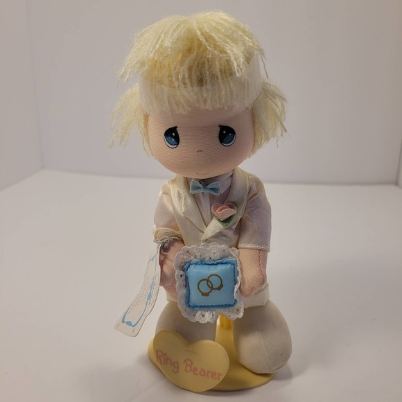 Precious Moments NWT 1990 Soft Ring Bearer Doll With Stand - Picture 1 of 7